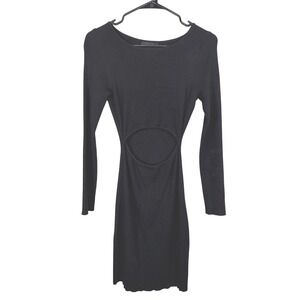 House Of Harlow 1960 Ribbed Knit Bodycon Dress With Cutout Black Size Small